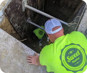 Sewer line repair project being conducted by American Rooter Plumbing.